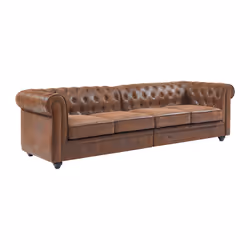 Canapé 4 places en microfibre aspect cuir vieilli CHESTERFIELD - Vue supplémentaire 2