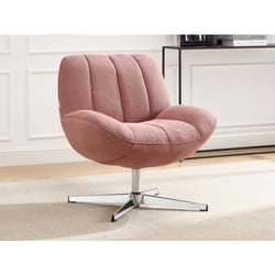 Fauteuil pivotant en tissu texturé rose VOLABO