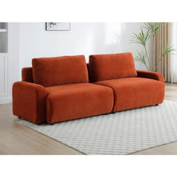 Canapé 4 places convertible en tissu chenille terracotta YOKIRA