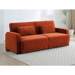 Canapé 3 places convertible clic-clac en tissu chenille terracotta LOMARIO