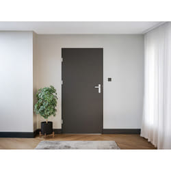 Porte D'Entrée En Acier Pleine Et Inox H207 X L100 Cm Anthracite - Epaisseur 68 Mm - Poussant Droit - Lusada