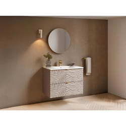 Meuble sous vasque suspendu texturé - Beige - 80 cm - RINAREL