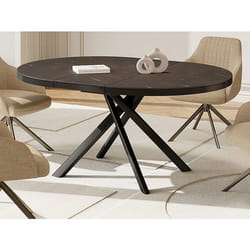Table à manger extensible 4 à 6 personnes en céramique MDF et métal - Effet marbre marron et gris - FEROLA