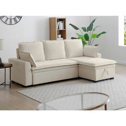 Canapé dangle convertible et réversible en tissu blanc cassé ZAKILA