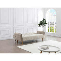 Canapé 3 Places Convertible Clic-clac En Tissu Beige Soniata