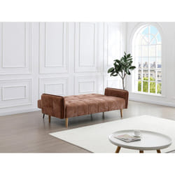 Canapé 3 Places Convertible Clic-clac En Tissu Marron Soniata