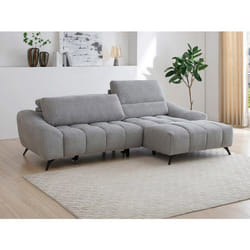 Canapé dangle droit relax avec assise coulissante en tissu gris ELOSIA