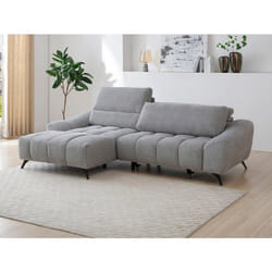 Canapé dangle gauche relax avec assise coulissante en tissu gris ELOSIA