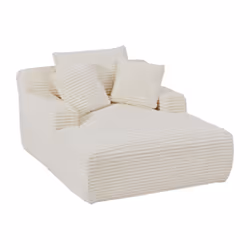 Méridienne En Velours Côtelé Grosses Côtes Beige Donilia - Vue supplémentaire 2
