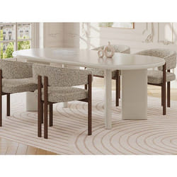 Table à manger 8 personnes en MDF - Beige - MARUZA