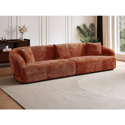 Canapé 4 places en tissu texturé terracotta ZULIAKA