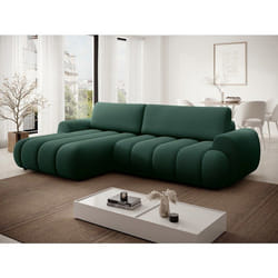 Canapé dangle gauche convertible en tissu vert sapin FRIDORA