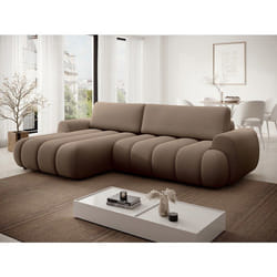 Canapé dangle gauche convertible en tissu taupe FRIDORA