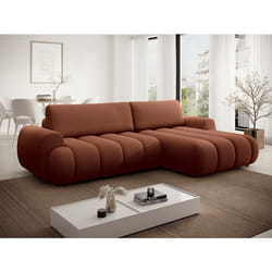 Canapé dangle droit convertible en tissu terracotta FRIDORA
