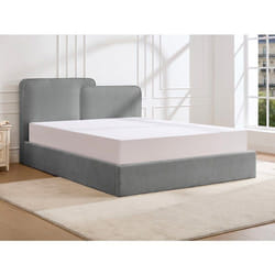 Lit coffre 140 x 190 cm - Velours côtelé - Gris - NAYOLA