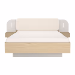 Lit Avec Chevets 160 X 200 Cm - Avec Leds - Coloris : Beige Et Naturel - Lyorima - Vue supplémentaire 2