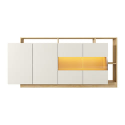 Buffet 4 portes et 4 niches avec LEDs - Beige et Naturel clair - IDESIA