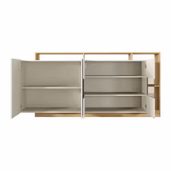 Buffet 4 portes et 4 niches avec LEDs - Beige et Naturel clair - IDESIA - Vue supplémentaire 2