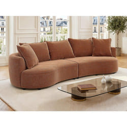 Canapé 4 places en tissu chenille terracotta CEPRANO de Maison Céphy