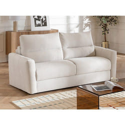 Canapé 4 places convertible express en tissu chenille beige - Couchage 160 cm - Matelas 16 cm DOVENA de Maison Céphy