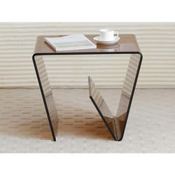 Table dappoint en verre trempé courbé - Brun - ZENIA