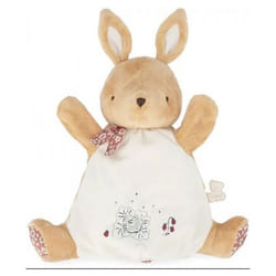 Doudou marionnette petit lapin - Kaloo - Pour bébé - Marron - Super-velours et micro-velours