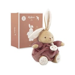 Doudou musical - KALOO - Patapouf le lapin - Velours bordeaux - Mélodie apaisante - Pour bébé