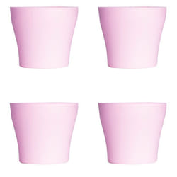 Lot de 4 Pots à Fleurs en Plastique Rose Avec Cache-Pot GH629PK St Helens Home and Garden - 20 Cm x 14.5 Cm