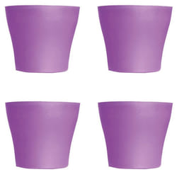 Lot de 4 Pots à Fleurs en Plastique Violet Avec Cache-Pot GH629PUR St Helens Home and Garden - 20 Cm x 14.5 Cm