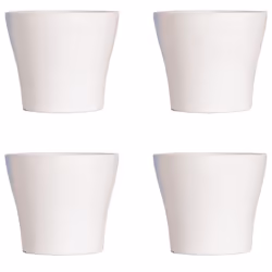 Lot de 4 Pots à Fleurs en Plastique Blanc Avec Cache-Pot GH629W St Helens Home and Garden - 20 Cm x 14.5 Cm