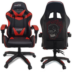 Amstrad AMS-800-RED-SKRED Fauteuil / Chaise de bureau Gamer coloris noir & rouge - Design au dos Tête de mort