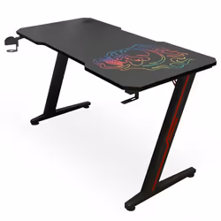 Amstrad AMS-DESK120Z-SKRAIN Bureau informatique gamer - Largeur 1m20 - Finition carbone - Design tête de mort arc-en-ciel