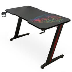 Amstrad AMS-DESK120Z-SKRAIN Bureau informatique gamer - Largeur 1m20 - Finition carbone - Design tête de mort arc-en-ciel