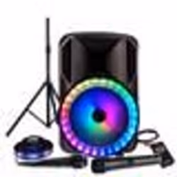 Enceinte KARAOKE 700W sono DJ PARTY Batterie 12 à LED RGB USB/MICRO SD/Bluetooth / RADIO FM/PC + Micro VHF + OVNI Ufo PIED