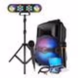 Karaoké Enfant Enceinte sono 400W sur Batterie portable LED USB/SD/BLUETOOTH 2 Microphones câble PC Pack jeux de lumières