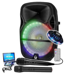 Enceinte sono Karaoké MYDJ MDJ15 Ring à LEDs RVB 700W 15 USB Bluetooth PC TWS Micros VHF et filaire lumière OVNI