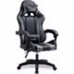 Amstrad AMS-800-BLACK Fauteuil / Chaise de bureau Gamer coloris noir & gris- coussin lombaire & appuie tête