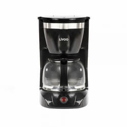 Cafetière électrique LIVOO DOD163N - finition Noir capacité de 1.25L / 12 tasses Verseuse en verre avec système anti-gouttes