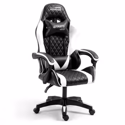 Amstrad ULTIMATE-WHITE Fauteuil / Chaise de bureau Gamer coloris blanche & rouge - coussin lombaire & appuie tête