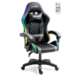 Amstrad ULTIMATE-BK-LED Fauteuil / Chaise de bureau Gamer coloris noir & grise - Eclairage LED 366 effets - Télécommande