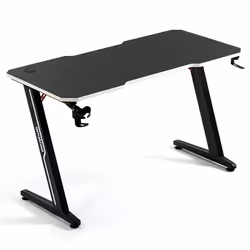 Amstrad DESK120Z-WHITE Bureau informatique ou gamer avec finition blanc - Largeur 1m20 - Style carbone - Porte casque & gobel ...