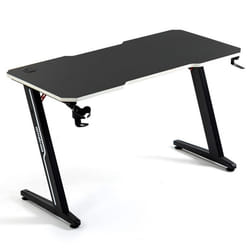 Amstrad DESK120Z-WHITE Bureau informatique ou gamer avec finition blanc - Largeur 1m20 - Style carbone - Porte casque & gobelet