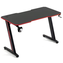 Amstrad DESK120Z-RED Bureau informatique ou gamer avec finition rouge - Largeur 1m20 - Style carbone - Porte casque & gobelet