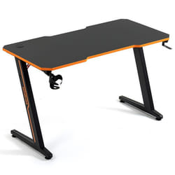 Amstrad DESK120Z-ORANGE Bureau informatique ou gamer finition orange - Largeur 1m20 - Style carbone - Porte casque & gobelet