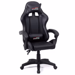 Amstrad AMS-800-DARK Fauteuil / Chaise de bureau Gamer coloris noir - coussin lombaire & appuie tête