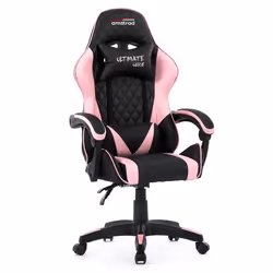Amstrad ULTIMATE-PINK Fauteuil / Chaise de bureau Gamer coloris noir & rose - coussin lombaire & appuie tête