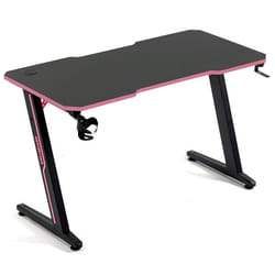 Amstrad DESK120Z-PINK Bureau informatique ou gamer avec finition rose - Largeur 1m20 - Style carbone - Porte casque & gobelet