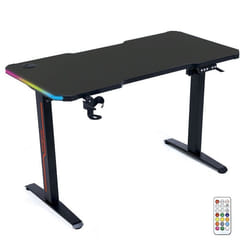 Amstrad DESK120Z-LED-FLEX Bureau electrique gamer avec retroéclairage RGB - Assis debout - Largeur 1m20 - Finition carbone