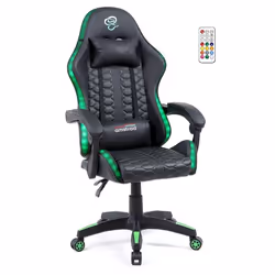 Fauteuil gaming Amstrad AMS-LED-VENOM - simili cuir noir et vert - Eclairage LED 366 effets - Télécommande
