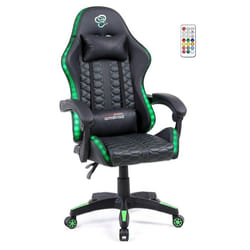 Fauteuil gaming Amstrad AMS-LED-VENOM - simili cuir noir et vert - Eclairage LED 366 effets - Télécommande